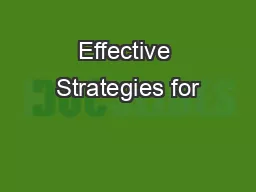 Effective Strategies for