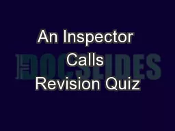An Inspector Calls Revision Quiz