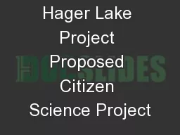 Hager Lake Project Proposed Citizen Science Project