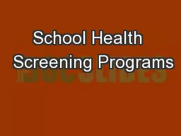 School Health  Screening Programs