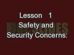 Lesson   1 Safety and Security Concerns:
