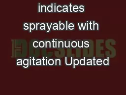 indicates sprayable with continuous agitation Updated