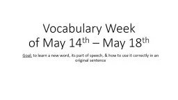 Vocabulary  Week of May 14