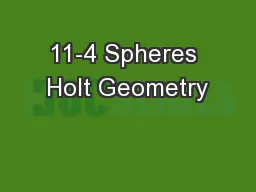 11-4 Spheres Holt Geometry