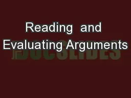 Reading  and Evaluating Arguments