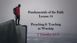 2 Timothy 4:1-5 Fundamentals of the Faith