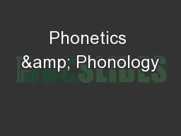 Phonetics & Phonology