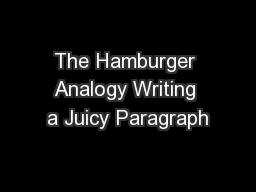The Hamburger Analogy Writing a Juicy Paragraph