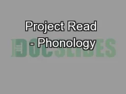 Project Read - Phonology