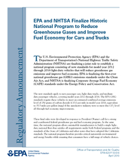 EPA and NHTSA Finalize Historic National Program to Re