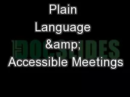 Plain Language & Accessible Meetings