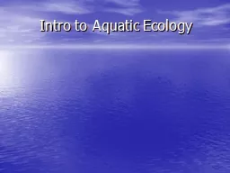 Intro to Aquatic Ecology