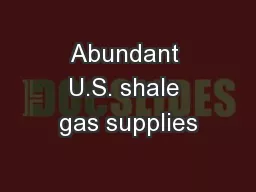 Abundant U.S. shale gas supplies