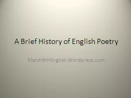 A Brief History of English Poetry