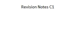 Revision Notes C1 C1.1 Fundamental ideas