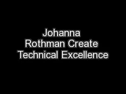 Johanna Rothman Create Technical Excellence