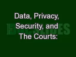 Data, Privacy, Security, and The Courts: