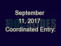 September 11, 2017 Coordinated Entry: