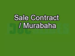 Sale Contract / Murabaha