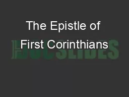 The Epistle of First Corinthians