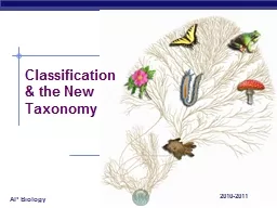 2010-2011 Classification & the New Taxonomy