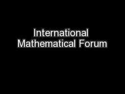 International Mathematical Forum
