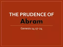 The Prudence of Genesis 14:17-24