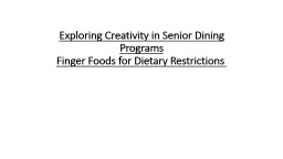 Exploring Creativity in Senior Dining Programs
