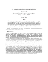 A Simpler Approach to Matrix Completion Benjamin Recht