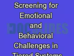 Systematic Screening for Emotional and Behavioral Challenges in Tiered Systems