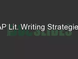 AP Lit. Writing Strategies