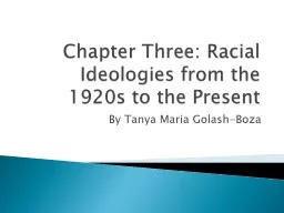 Chapter Three: Racial Ideologies from the 1920s to the Present