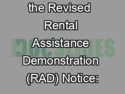 Roadmap to the Revised  Rental Assistance Demonstration (RAD) Notice: