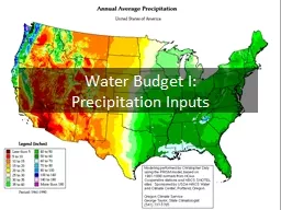 Water Budget I:  Precipitation Inputs