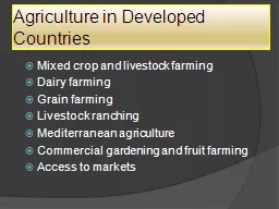 Agriculture in Developed Countries