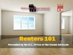 Renters  101 Presented by the D.C. Office of the Tenant Advocate