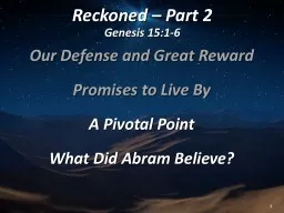 Reckoned – Part 2 Genesis 15:1-6