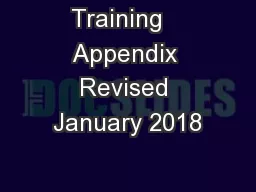 Training   Appendix Revised January 2018