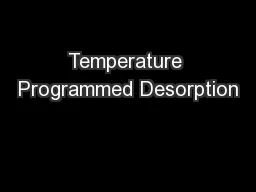 Temperature Programmed Desorption