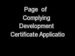 Page  of  Complying Development Certificate Applicatio