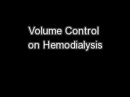 Volume Control on Hemodialysis