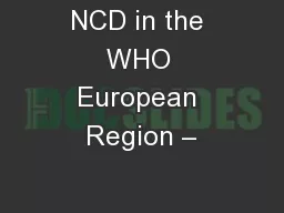 NCD in the WHO European Region –