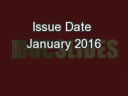 Issue Date January 2016