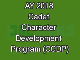 AY 2018 Cadet Character Development Program (CCDP)