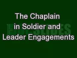 The Chaplain in Soldier and Leader Engagements