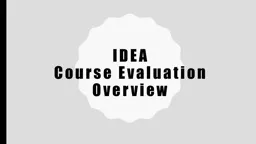 IDEA  Course Evaluation Overview