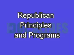 Republican Principles and Programs