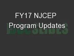 FY17 NJCEP Program Updates