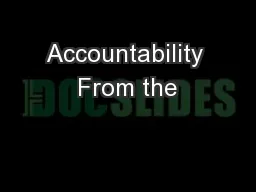 Accountability From the