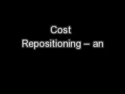 Cost Repositioning – an